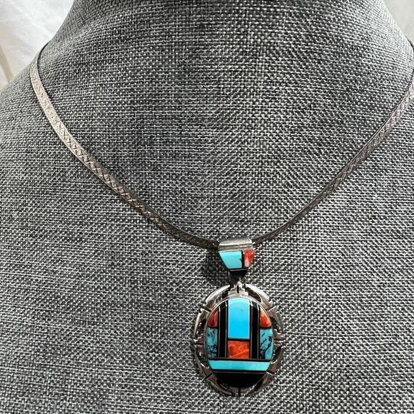 Carolyn Pollack Sterling Silver Multi-stone Channel
Inlay Pendant.😍🥰😘💕 - Picture 3 of 8